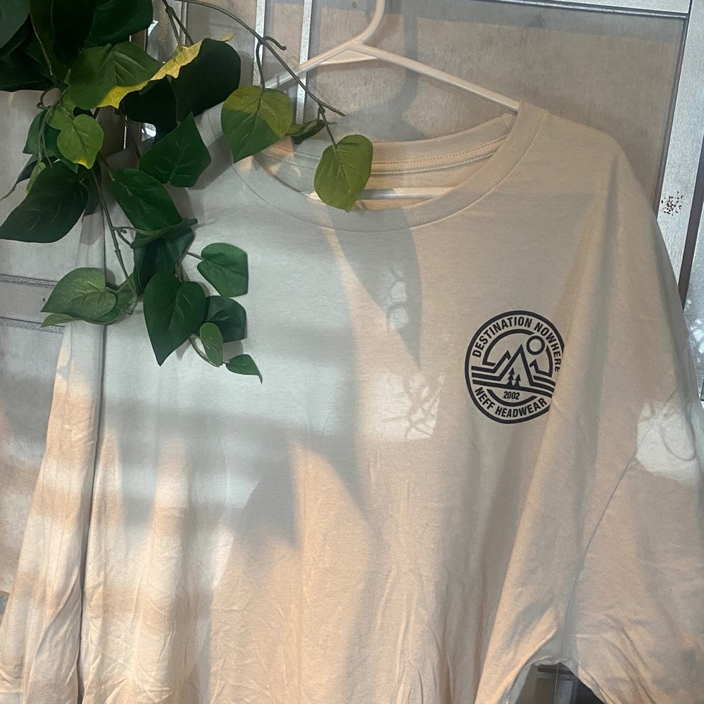 Neff Cream Long Sleeve Tee with Black Chest Emblem